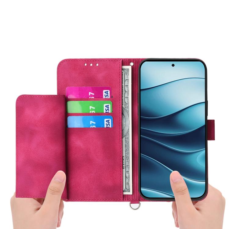 For Redmi Note 14 4G 164.84mm Skin Feel Flowers Embossed Wallet Leather Phone Case