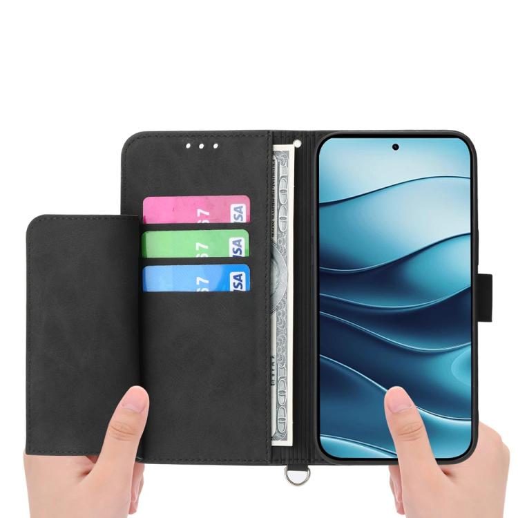 For Redmi Note 14 4G 164.84mm Skin Feel Flowers Embossed Wallet Leather Phone Case