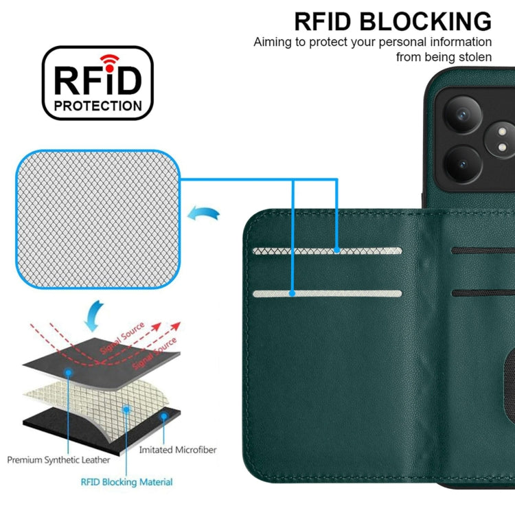 For Realme GT Neo6 SE Rhombic Texture Card Bag RFID Phone Case with Long Lanyard