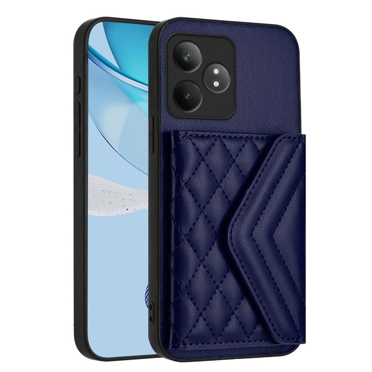 For Realme GT Neo6 SE Rhombic Texture Card Bag RFID Phone Case with Long Lanyard
