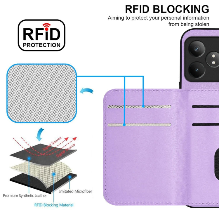 For Realme GT Neo6 SE Rhombic Texture Card Bag RFID Phone Case with Long Lanyard