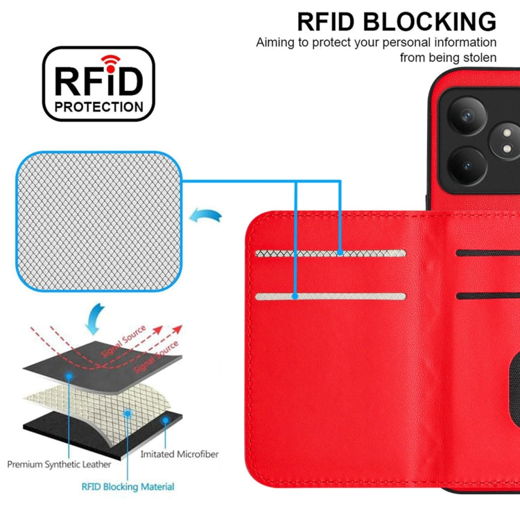 For Realme GT Neo6 SE Rhombic Texture Card Bag RFID Phone Case with Long Lanyard