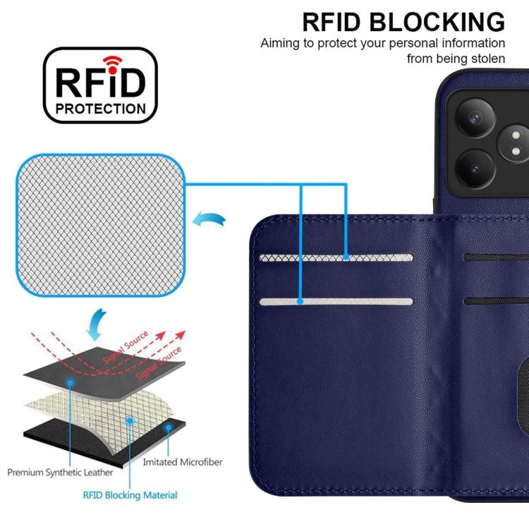 For Realme GT Neo6 / GT 6T 5G Rhombic Texture Card Bag RFID Phone Case with Long Lanyard
