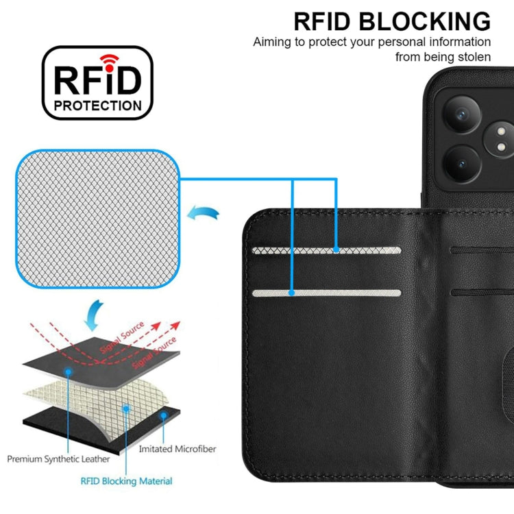 For Realme GT Neo6 / GT 6T 5G Rhombic Texture Card Bag RFID Phone Case with Long Lanyard