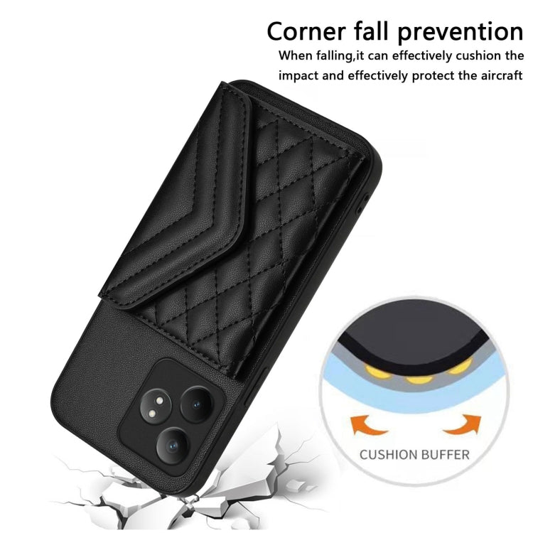For Realme GT Neo6 / GT 6T 5G Rhombic Texture Card Bag RFID Phone Case with Long Lanyard