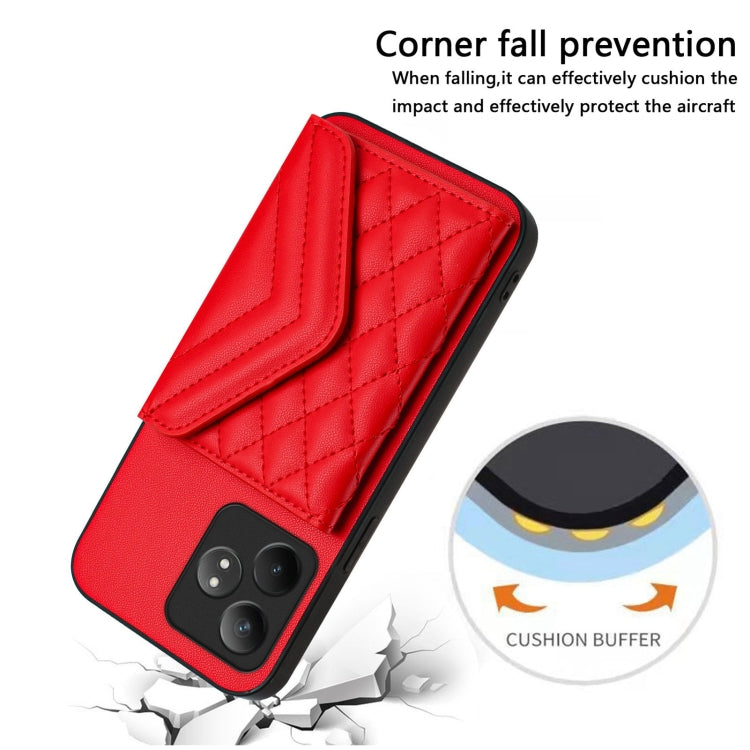 For Realme GT Neo6 / GT 6T 5G Rhombic Texture Card Bag RFID Phone Case with Long Lanyard