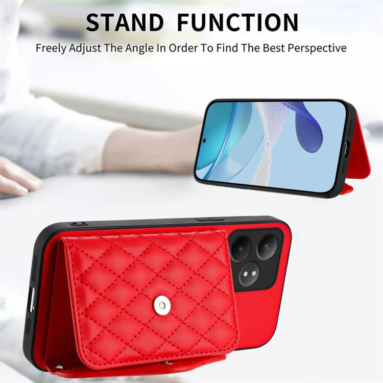 For Realme GT Neo6 / GT 6T 5G Rhombic Texture Card Bag RFID Phone Case with Long Lanyard