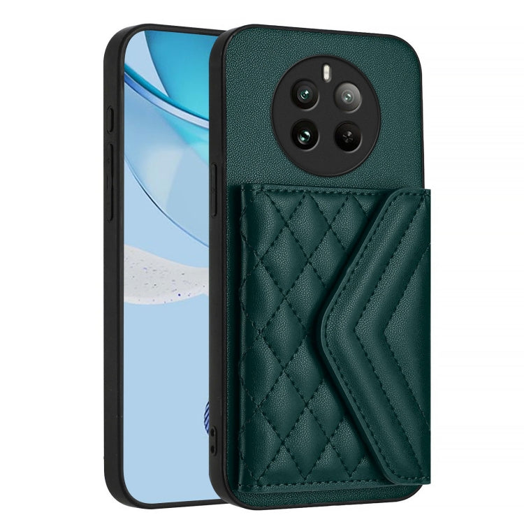 For Realme 12 Pro / 12 Pro+ Rhombic Texture Card Bag RFID Phone Case with Long Lanyard