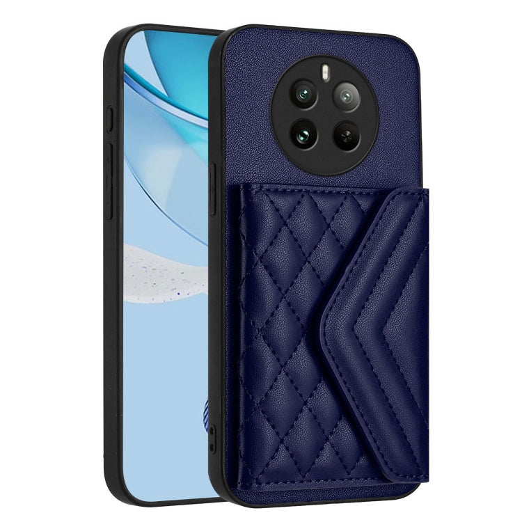For Realme 12 Pro / 12 Pro+ Rhombic Texture Card Bag RFID Phone Case with Long Lanyard