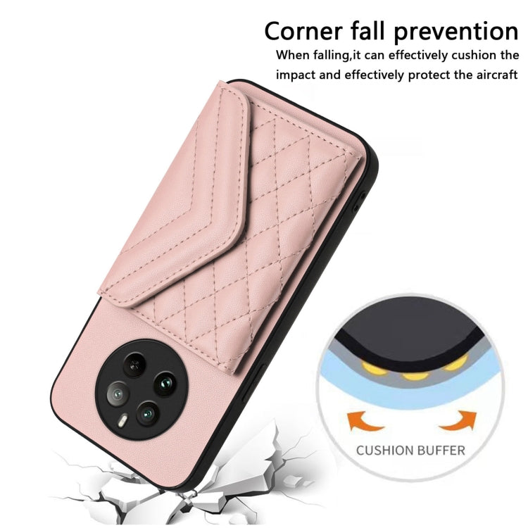For Realme 12 Pro / 12 Pro+ Rhombic Texture Card Bag RFID Phone Case with Long Lanyard