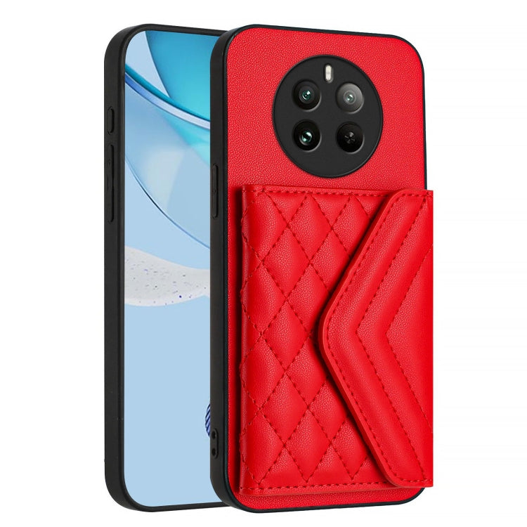 For Realme 12 Pro / 12 Pro+ Rhombic Texture Card Bag RFID Phone Case with Long Lanyard