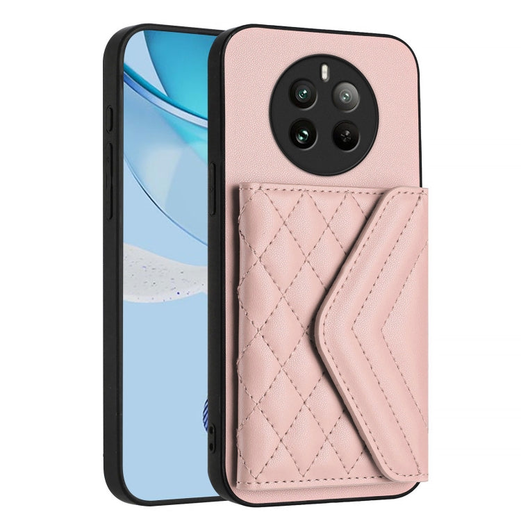 For Realme P1 Pro 5G India Rhombic Texture Card Bag RFID Phone Case with Long Lanyard