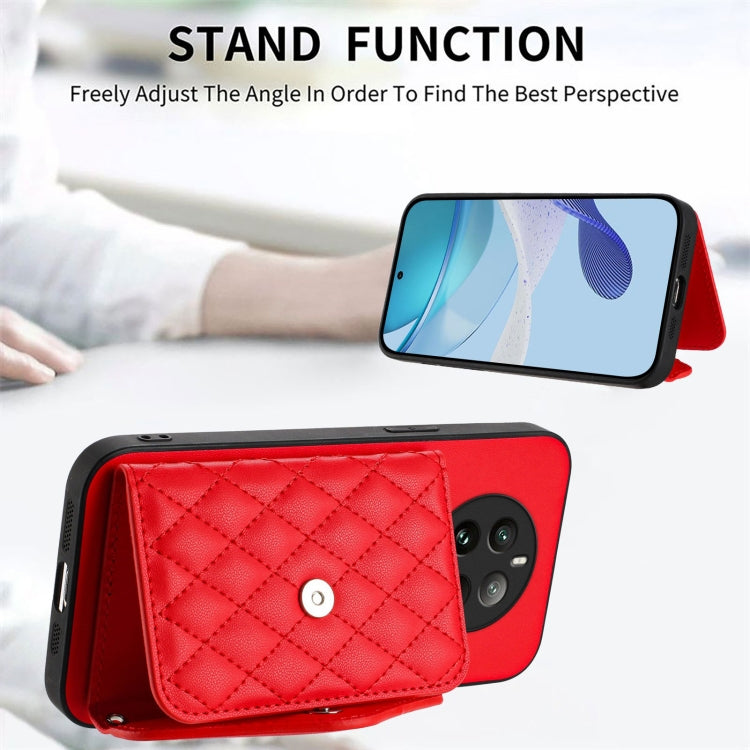 For Realme P1 Pro 5G India Rhombic Texture Card Bag RFID Phone Case with Long Lanyard
