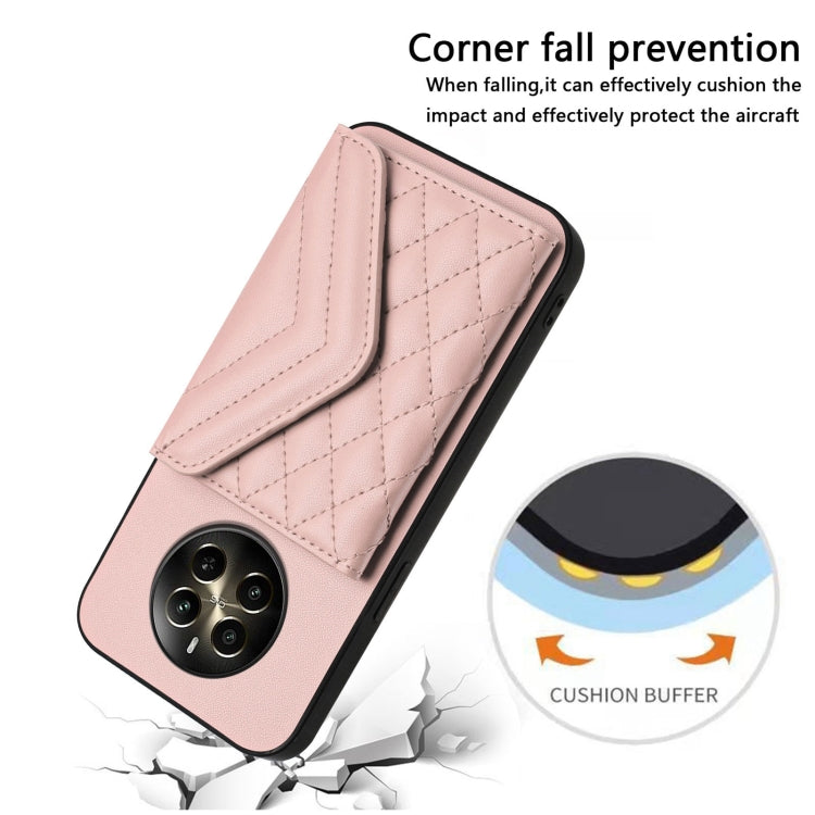 For Realme P1 5G India Rhombic Texture Card Bag RFID Phone Case with Long Lanyard