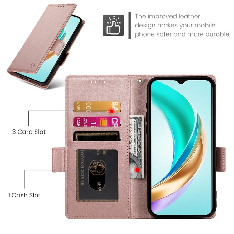 For Honor X6b Side Buckle Magnetic Frosted Leather Phone Case