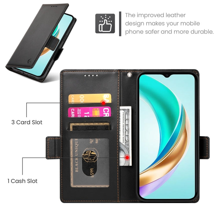 For Honor X6b Side Buckle Magnetic Frosted Leather Phone Case