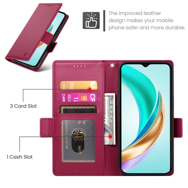 For Honor X6b Side Buckle Magnetic Frosted Leather Phone Case