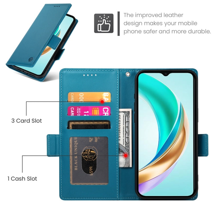 For Honor X6b Side Buckle Magnetic Frosted Leather Phone Case