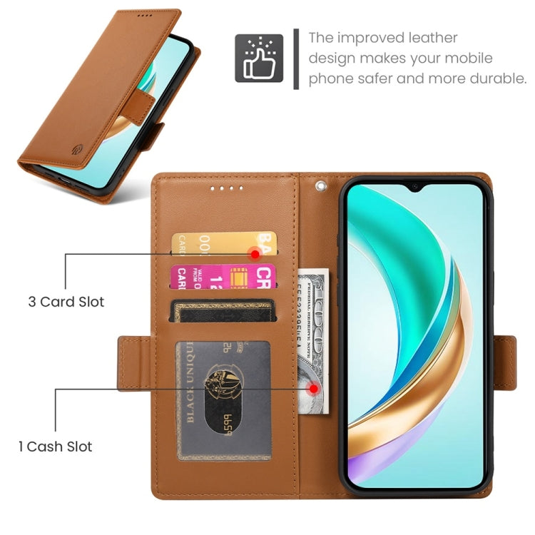 For Honor X6b Side Buckle Magnetic Frosted Leather Phone Case