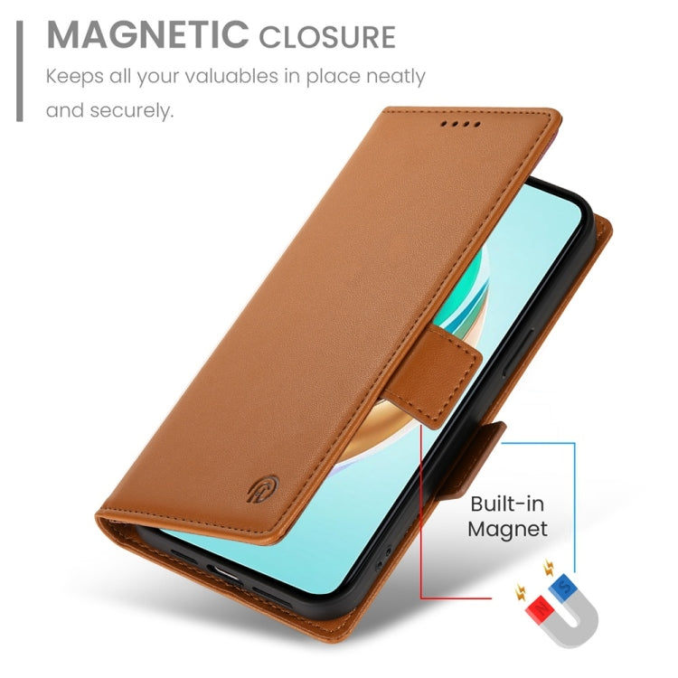 For Honor X6b Side Buckle Magnetic Frosted Leather Phone Case