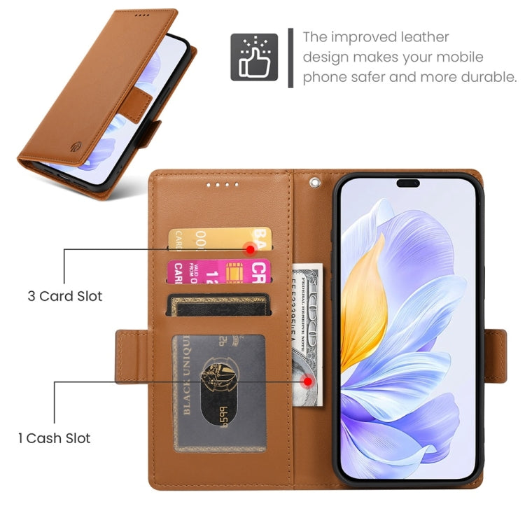 For Honor X60i Side Buckle Magnetic Frosted Leather Phone Case