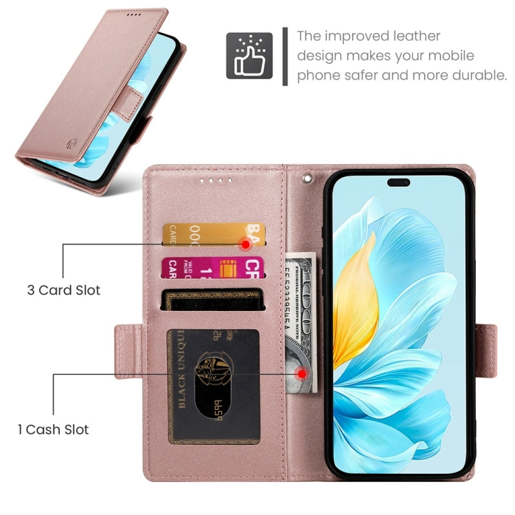 For Honor 200 Lite Global Side Buckle Magnetic Frosted Leather Phone Case