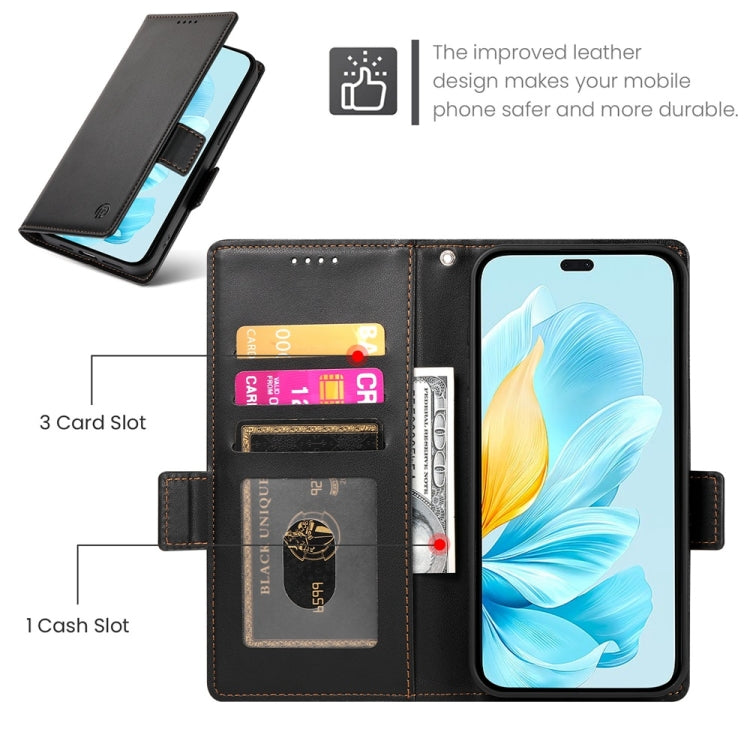 For Honor 200 Lite Global Side Buckle Magnetic Frosted Leather Phone Case
