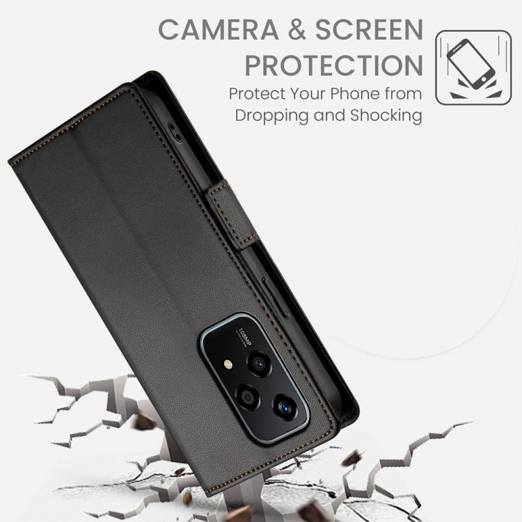For Honor 200 Lite Global Side Buckle Magnetic Frosted Leather Phone Case