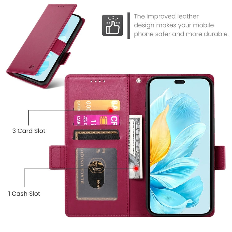 For Honor 200 Lite Global Side Buckle Magnetic Frosted Leather Phone Case