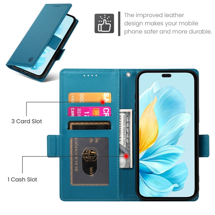 For Honor 200 Lite Global Side Buckle Magnetic Frosted Leather Phone Case
