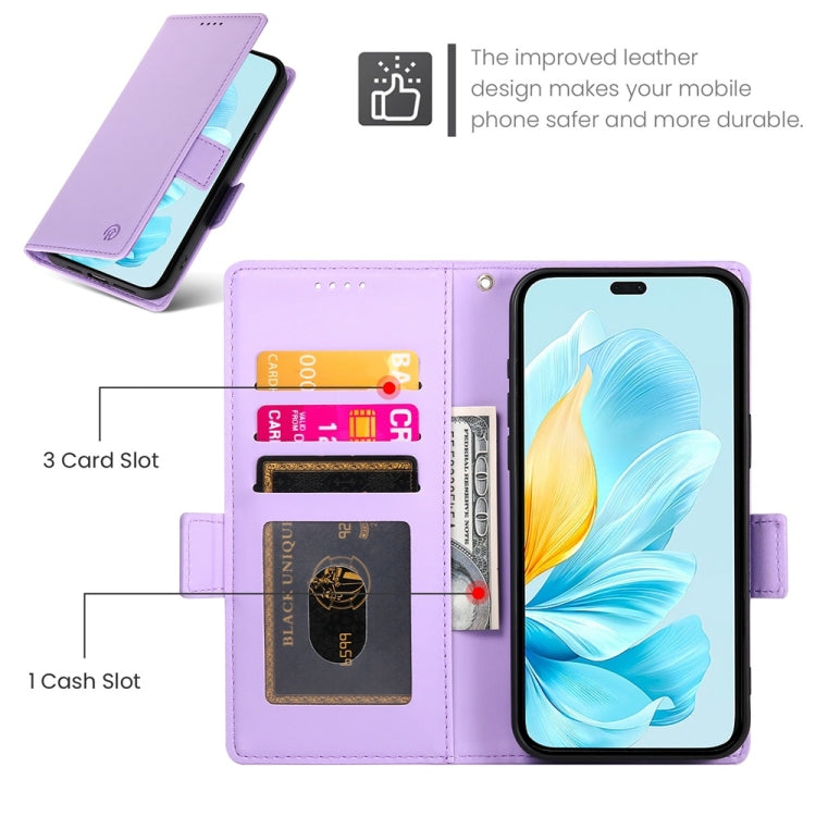 For Honor 200 Lite Global Side Buckle Magnetic Frosted Leather Phone Case