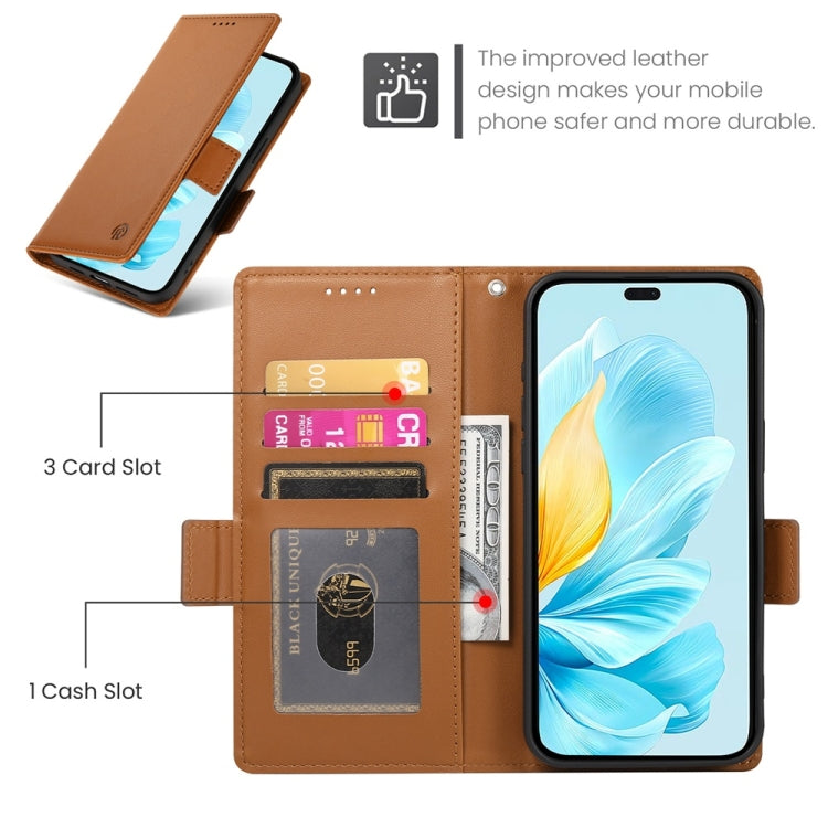 For Honor 200 Lite Global Side Buckle Magnetic Frosted Leather Phone Case