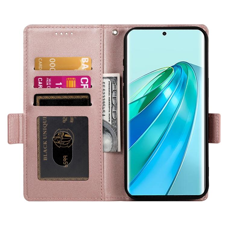 For Honor X9c Global / Magic7 Lite Side Buckle Magnetic Frosted Leather Phone Case