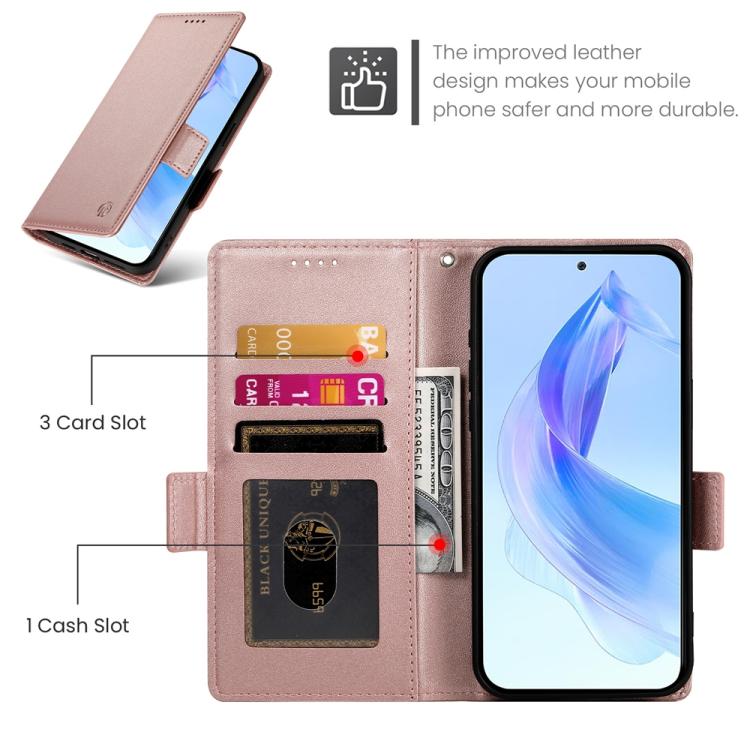 For Honor X8c 4G Side Buckle Magnetic Frosted Leather Phone Case