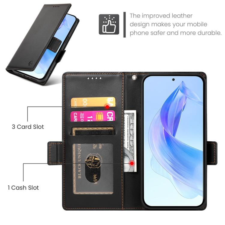 For Honor X8c 4G Side Buckle Magnetic Frosted Leather Phone Case