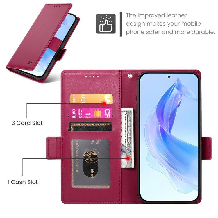 For Honor X8c 4G Side Buckle Magnetic Frosted Leather Phone Case