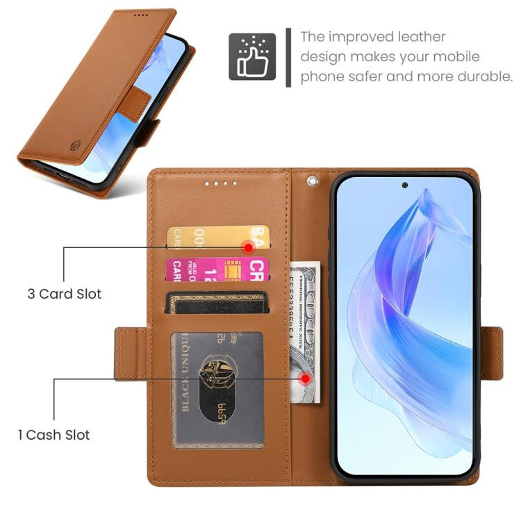 For Honor X8c 4G Side Buckle Magnetic Frosted Leather Phone Case