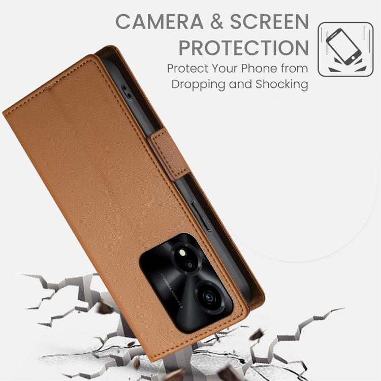 For Honor X5c Plus Side Buckle Magnetic Frosted Leather Phone Case