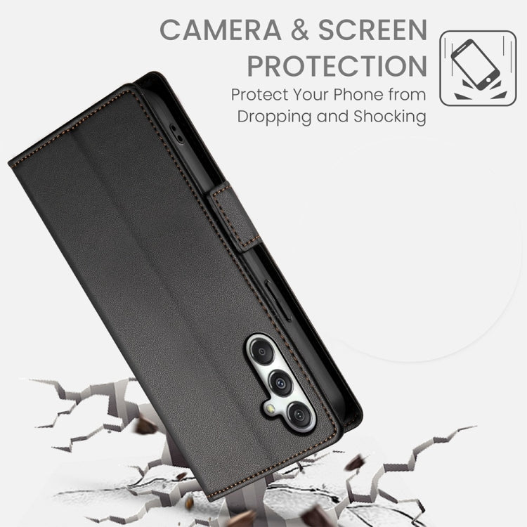 For Samsung Galaxy M35 Side Buckle Magnetic Frosted Leather Phone Case
