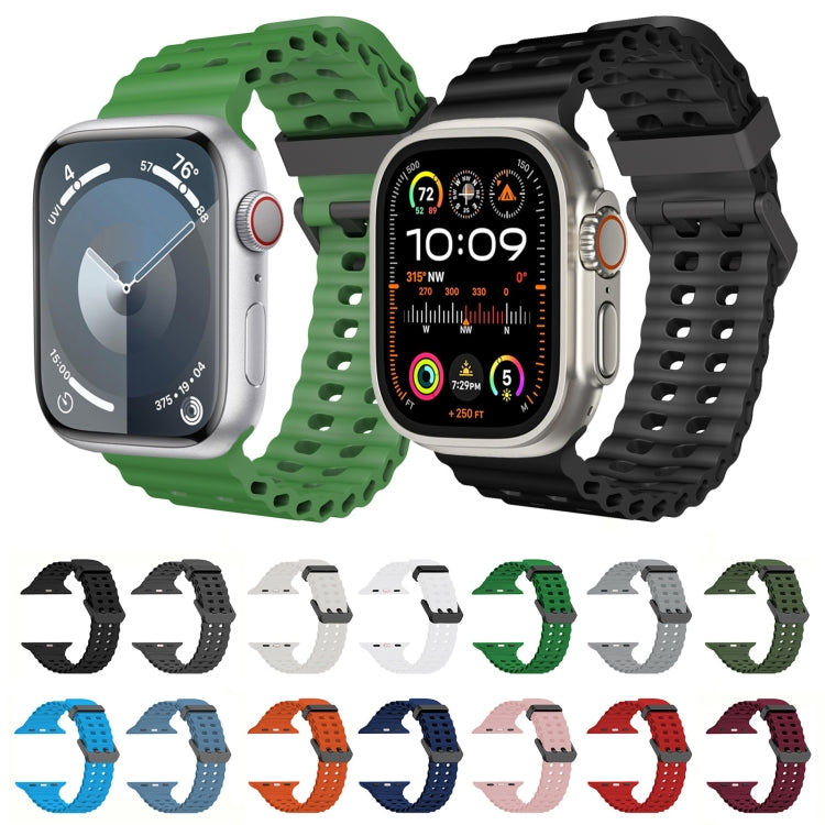 For Apple Watch Ultra 2 49mm Ocean Dual-Row Hole Silicone Watch Band