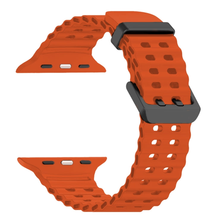 For Apple Watch SE 2022 44mm Ocean Dual-Row Hole Silicone Watch Band
