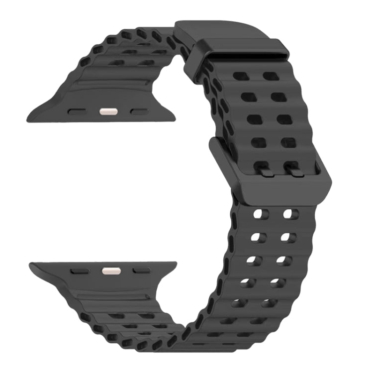 For Apple Watch Series 7 45mm Ocean Dual-Row Hole Silicone Watch Band