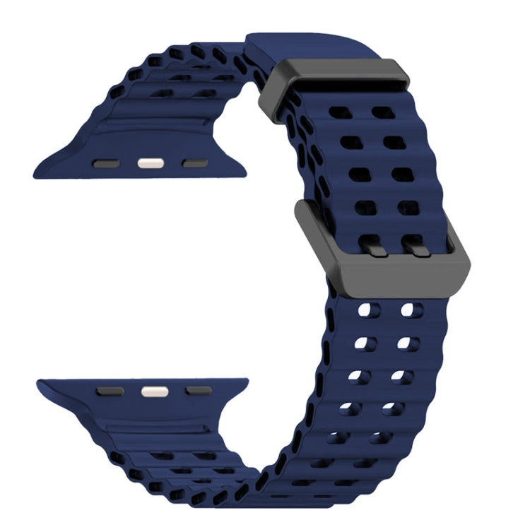 For Apple Watch Series 7 45mm Ocean Dual-Row Hole Silicone Watch Band