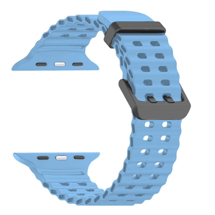 For Apple Watch SE 44mm Ocean Dual-Row Hole Silicone Watch Band