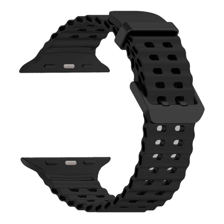 For Apple Watch SE 44mm Ocean Dual-Row Hole Silicone Watch Band