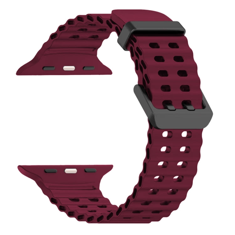 For Apple Watch SE 44mm Ocean Dual-Row Hole Silicone Watch Band