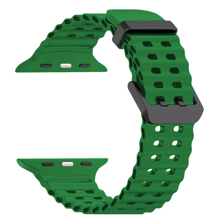 For Apple Watch SE 44mm Ocean Dual-Row Hole Silicone Watch Band