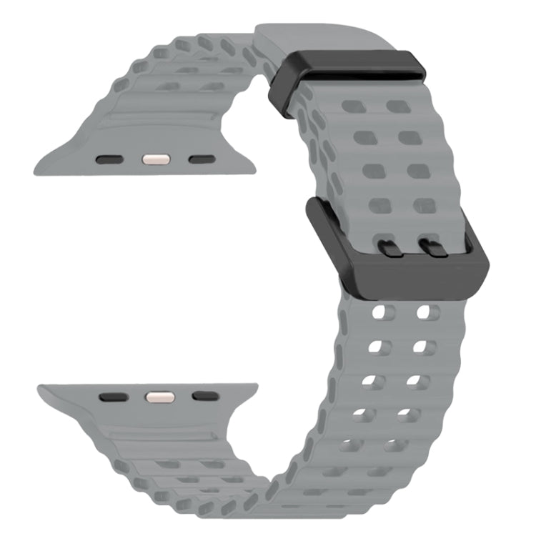 For Apple Watch SE 44mm Ocean Dual-Row Hole Silicone Watch Band