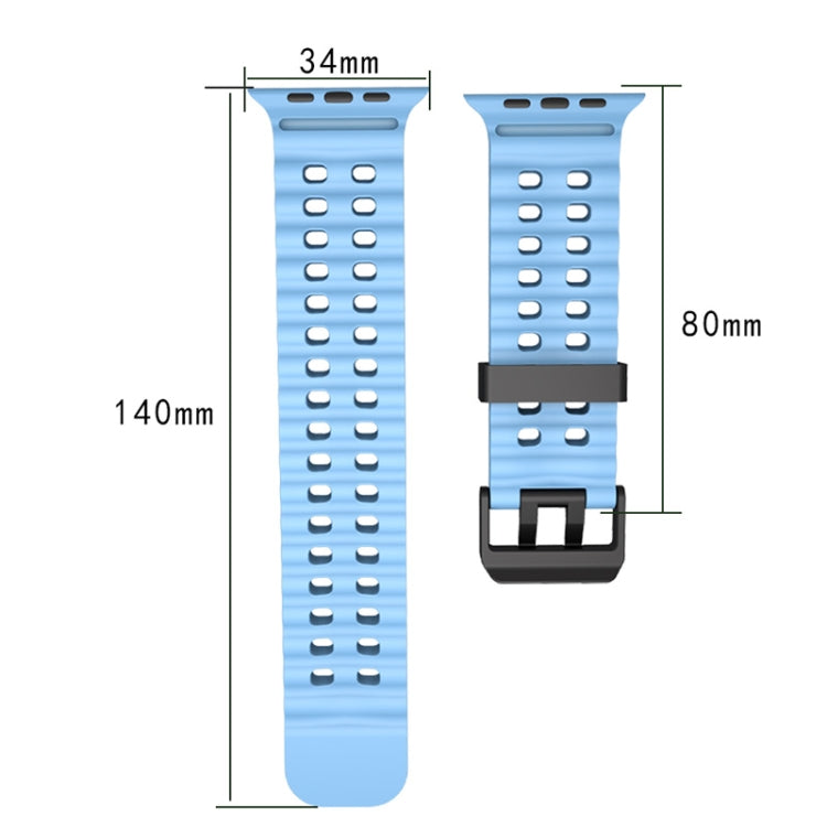 For Apple Watch Ultra 2 49mm Ocean Dual-Row Hole Silicone Watch Band