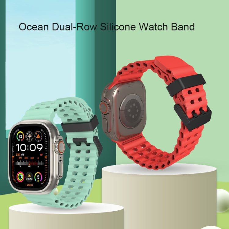 For Apple Watch Ultra 2 49mm Ocean Dual-Row Hole Silicone Watch Band
